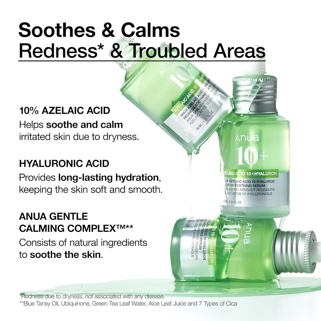Anua Azelaic Acid 10 Hyaluron Redness Soothing Serum - 30ml Expiry 09 - 2028
